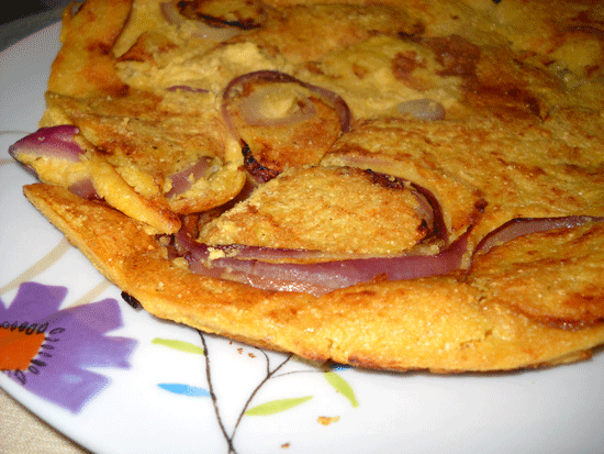 frittata di patate e cipolla rossa