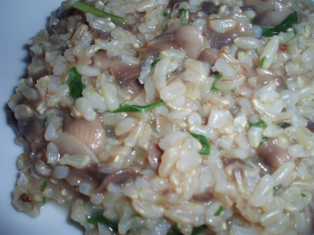 risotto con funghi champignon e rucola