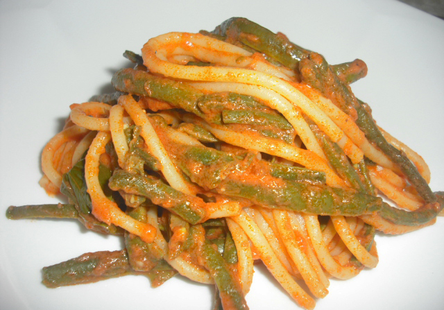 spaghetti con fagiolini